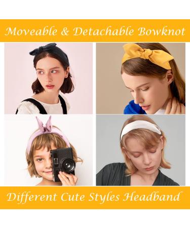 TOBATOBA Bow Headbands for Women - 6Pcs Fashion Bunny Ear Top Knot Turban Headbands - Solid Color Hair Accessories for Girls - Buy Online on GoSupps.com