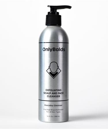 OnlyBalds Exfoliating Scalp & Face Cleanser 10 oz Aluminum Bottle Premium Daily Cleanser for Bald Men & Women Shaved Heads Alopecia Care & Shave Prep Fragrance-Free Dermatologist Tested