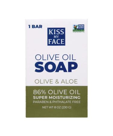 Kiss My Face Pure Olive Oil Soap with Aloe Vera Moisturizing Bar Soap 8 oz Bars Olive & Aloe 64 Ounce (Pack of 8) Olive & Aloe 8 Ounce (Pack of 8)