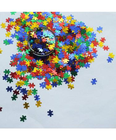 50g Laser Puzzle Pieces Nail Glitter Mix - 3D Holographic Sequins for Nail Art, Face, Body, DIY Crafting - Buy Online on GoSupps.com