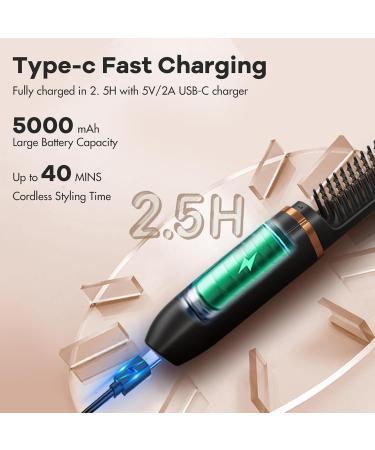 Cordless Hair Straightener Brush - Portable Hot Comb for All Hair Types Negative Ions Travel-Friendly Professional Styling Tool Auto Power Off - Perfect for Women - Buy Online on GoSupps.com