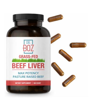 Dr. Boz - Beef Liver Capsules 30 Servings - 4500mg Cow Liver - Energy Immunity & Health - Vitamin A B12 Zinc & Iron Supplement - Grass Fed & Pasture Raised Cows - Made in The USA - Self Care