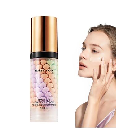 Duqulle One-step color | Tricolor Insulating Cream 40g - Waterproof primer and color-correcting foundation concealing imperfections to neutralize dark circles and dullness