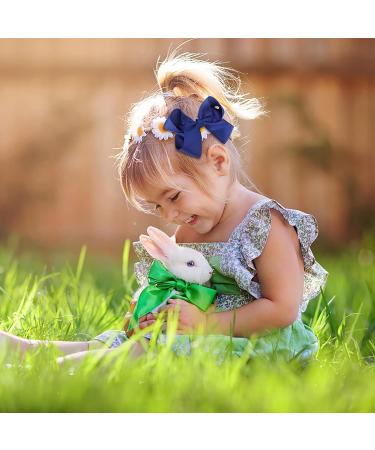 Sibba Ribbon Hair Bows Clips Barrettes 6 Inch Vintage Ponytail Holder Cheerleading Hairpin - 2 PCS Dark Blue - Buy Online on GoSupps.com