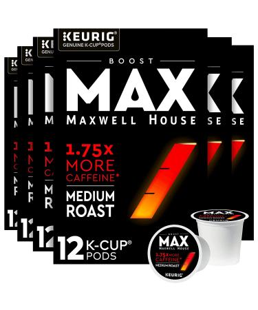 Maxwell House Max Boost Medium Roast K-Cup Pods - 1.75X Caffeine (72ct) - Coffee for Stronger Mornings - Buy Online on GoSupps.com