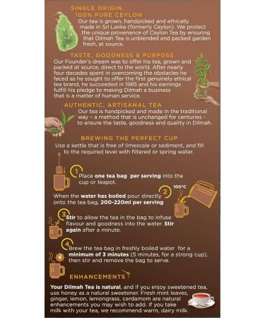 Dilmah Tea Premium Decaffeinated Ceylon Tea 50 Tea Bags Ethical Sri Lankan Tea Decaf Tea Bags Black Tea Caffeine-Free Breakfast Tea Decaf Tea 100 grams (50 Tea Bags) - Buy Online on GoSupps.com