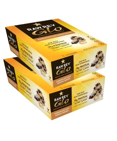 Raw Rev Glo Vegan Protein Bars - Chocolate Chip Cookie Dough, Pack of 24 (12 Count x 2) - Buy Online on GoSupps.com