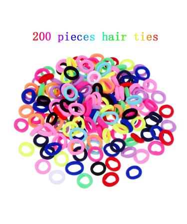 200 Mini Baby Hairbands - Tiny Soft Elastic Hair Ties for Kids (Assorted Colors) - Buy Online on GoSupps.com