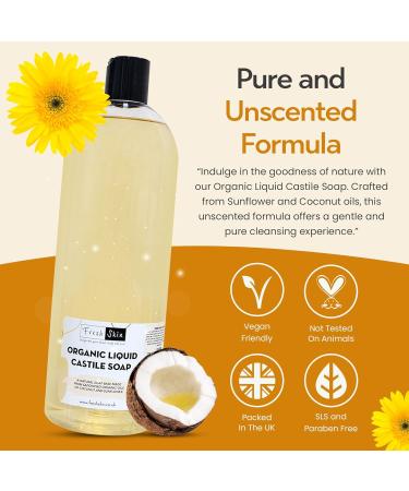 Freshskin Beauty LTD | 250ml Organic Liquid Castile Soap - All-Natural Unscented Liquid Soap - Pure SLS SLES Free - Vegan Friendly - 100% Organic 250 ml (Pack of 1) - Buy Online on GoSupps.com