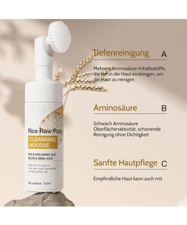 Shefave Rice Cleansing Foam Natural Cosmetics Facial Cleansing for Deep Pore Cleansing for Normal and Combination Skin Care Foam Against Blemished Skin on the Face - Buy Online on GoSupps.com