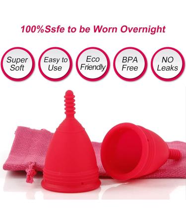 Buy M Muncaso Menstrual Cup 2 Pack - Soft & Flexible Medical Silicone Reusable Menstruation Cup - Rose Red - Buy Online on GoSupps.com