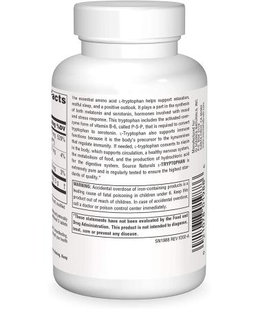 Source Naturals L-Tryptophan 500mg with Coenzyme B-6 - 120 Tablets - Buy Online on GoSupps.com
