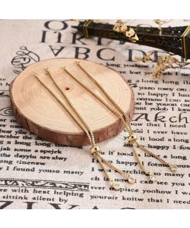 DanLingJewelry 10 Strand Gold Plated Slider Bracelet Chains w/ Cubic Zirconia - Set of 10 - Adjustable Extender for Jewelry Making - Buy Online on GoSupps.com