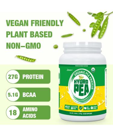 Organic 100% Pea Protein Powder - 27g Protein/Serving, Vegetarian, Gluten-Free, Non-GMO - 2.62lbs - Buy Online on GoSupps.com