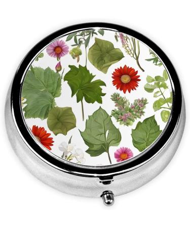 Tropical Flower Parrot Printed Mini Round Pill Box | 3 Compartment Travel Pill Organizer | Portable Medicine Case for Home & Office - Buy Online on GoSupps.com
