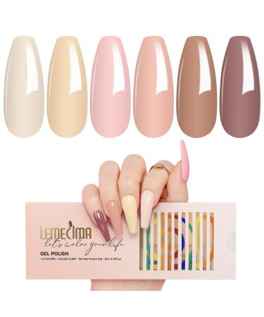 Lemecima Gel Nail Polish Set Nude - 6 Colours of Long Lasting UV Gel Nail Polish - Shellac Nail Polish Gift for Women - Nail Art Salon DIY at Home Nude the Orange - Buy Online on GoSupps.com