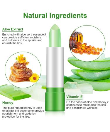 3 Pieces Aloe Vera Temperature Changing Lipstick Set - Long-Lasting Moisturizing Crystal Jelly Lip Balm - Buy Online on GoSupps.com
