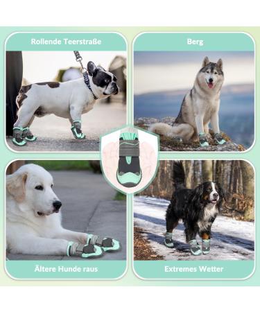 Eyin Dog Shoes - Water Repellent Non-Slip Paw Protection for All Dog Sizes | 4 Pack with Reflective Velcro Fastener - Green Size 8 - Buy Online on GoSupps.com