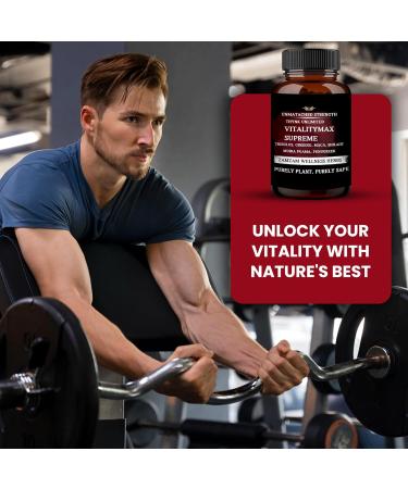 Vitality Max Supreme - Premium Vitality Health Supplement with Fenugreek, Panax Ginseng, Ashwagandha, Maca, Tribulus Terrestris, Himalayan Shilajit - 120 Vegan Supplements Capsules - Buy Online on GoSupps.com