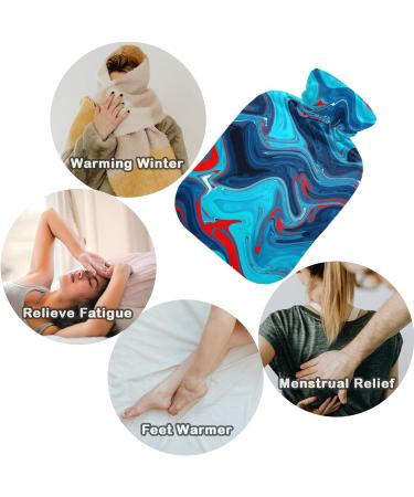 Naanle Hot Water Bottle with Cover - Red Blue Marble 1L Heat & Cold Therapy for Pain Relief Hand & Foot Warmer - Buy Online on GoSupps.com