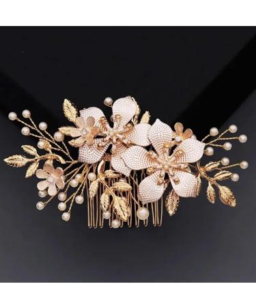 Flower Hair Comb Clips For Women Accessories Prom Gold Color Bridal Wedding Hair Bride Headpiece - Buy Online on GoSupps.com