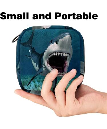 Portable Women's Binding Bags | Menstrual Cup Pocket & Pads | Shark Pattern for Teens - Buy Online on GoSupps.com