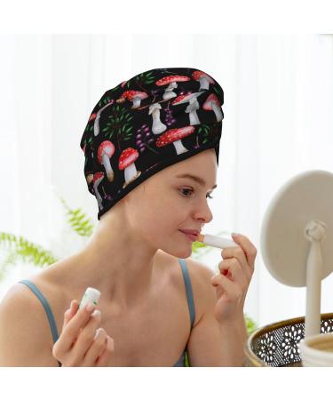 Red Mushrooms Microfiber Hair Towel - Super Absorbent Coral Velvet Wrap for Long Curly & Thick Hair - Quick Dry Cap for Women - Buy Online on GoSupps.com