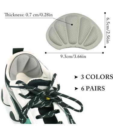 TSHAOUN Heel Cushion Pads - 6 Pairs, Prevent Grind Feet, Self-Adhesive Inserts for Women Men - Black Gray Beige - Buy Online on GoSupps.com