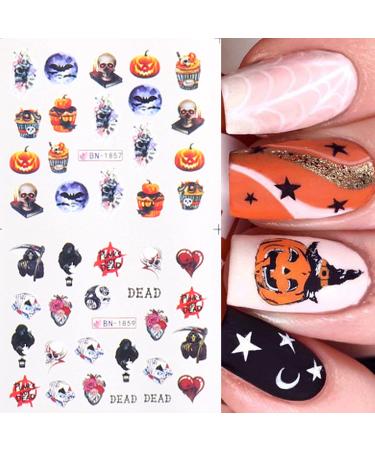 Stardo Halloween Nail Art Stickers - 12pcs Skull, Bone, Rose Anime Water Decals for Manicure Design - Buy Online on GoSupps.com