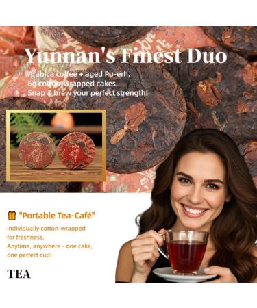  HQZMCTE HQZMCTE Premium Pu-erh Coffee - Pu-erh From Yunnan With Rich Coffee Aroma Mini Compressed Tea Cakes (500g) - Buy Online on GoSupps.com
