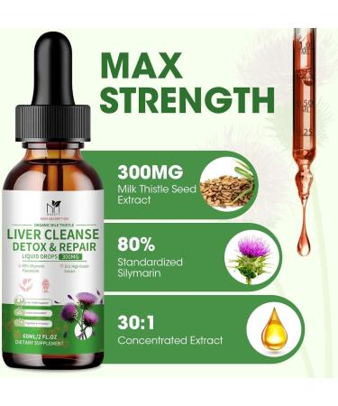 MABEFY Milk Thistle Liquid Drops 2 Pack Liver Support Supplement with 80% Silymarin, Artichoke Leaf, Dandelion Root & Glutathione Antioxidant Support Vegan, Non-GMO, 4 Fl Oz - Buy Online on GoSupps.com