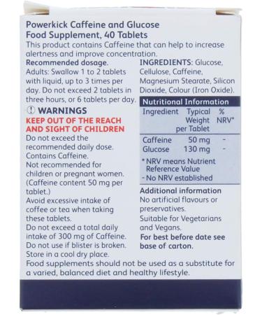 Power Kick Extra Energy Caffeine & Glucose Tablets x 40 - Boost Performance and Focus - Buy Online on GoSupps.com