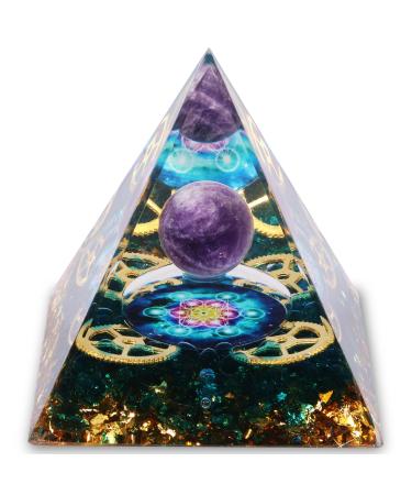GLMFAN Healing Crystal and Stone 2.4" Orgone Pyramid for Positive Energy Amethyst Crystal Decors Gifts Protection Crystals Energy Generator Blance Chakras Meditation Aids Sleep Attract Wealth Lucky (Black Stone)