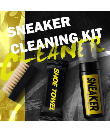 White Shoe Cleaner - Shoe Cleaning Kit - 150ml Shoe Cleaning Foam with Brush and Towel - White Trainer Cleaner - Shoe Cleaning Kit for Removing Stains and Dirt - Work on Most Shoes - Buy Online on GoSupps.com