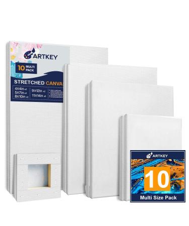 Artkey Canvases for Painting - 8 x 10 inch, 10 Pack Canvases - 10 oz Triple Primed, Acid-free, 100% Cotton Blank Canvas - Art Canvases for Oil Paint