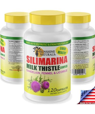 Sunshine Naturals Milk Thistle Complex - Liver Support Supplement with Dandelion, Fennel, and Licorice - 600mg, 120 Capsules - Buy Online on GoSupps.com
