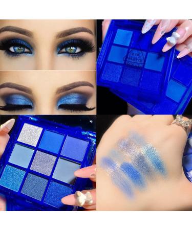 Yeweian Blue Eyeshadow Palette - 9 Colors Glitter Matte Makeup for Women | Highly Pigmented & Waterproof Smokey Eye Palette (06) - Buy Online on GoSupps.com