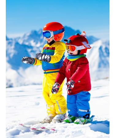 SATINIOR 2 Pairs Kids Waterproof Ski Mittens - Rose Red & Gray - 5-10 Years - Buy Online on GoSupps.com