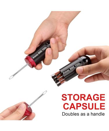 Aracey Tubeless Tire Repair Kit for MTB & Road Bikes | Portable Capsule Design | Fix Puncture/Flat | Plugger Tool & Plugs Included - 10 Bacon & 10 Black Strips - Buy Online on GoSupps.com