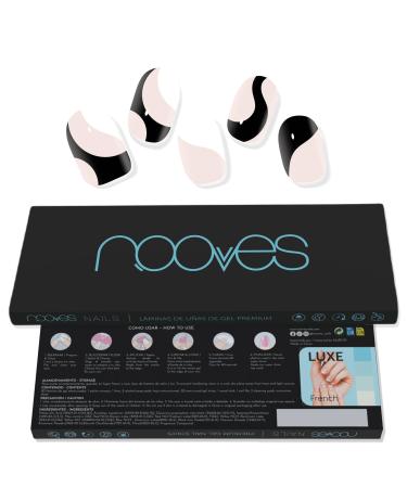 NOOVES NOOVES - 20 Sheets of White Cow Nail Gel Sheets - Art Design - 20 Pieces - Premium Semi-Cured Gel Polish - 1 Nail File and 1 Orange Stick - Vegan