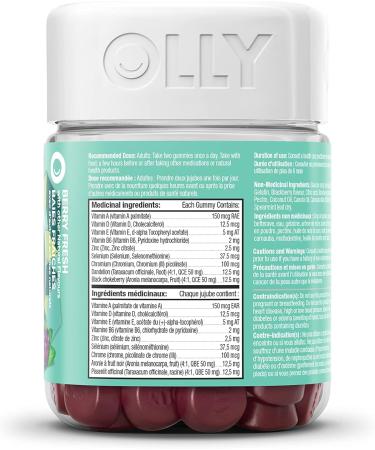 OLLY Flawless Complexion Gummy Supplement with Vitamins E A & Zinc Berry Fresh Flavour for Healthy Skin 25 day supply 50 gummies - Buy Online on GoSupps.com