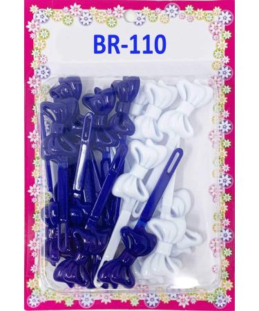 Tara Girls Super Cute Self Hinge Plastic bow Mulit Design Hair Barrettes Selection. 20pc N.Sunflower (Navi White). BR-110