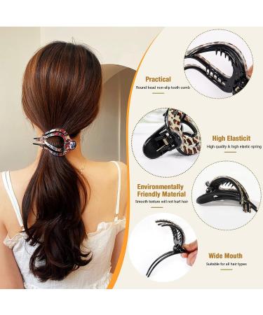 4PCS French Curved Hair Clips - Giant Duckbill Barrettes, Shark Alligator Claw, No Slip Ponytail Clamps for Women Girls - Color-1 - Buy Online on GoSupps.com