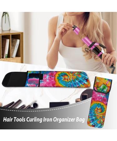 Buy Tie Dye Print Heat-Resistant Hair Flat Iron Case & Curling Iron Holder Bag - Ideal Organizer for Hair Tools - International Shipping Available - Buy Online on GoSupps.com