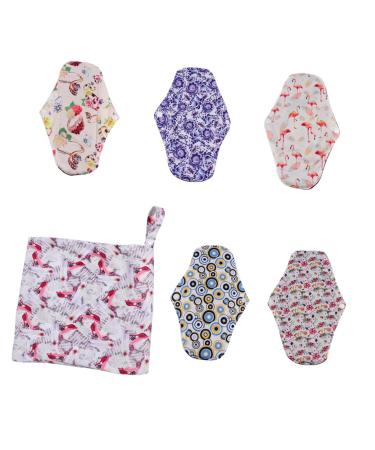 Pantiliners for Women 5pcs Bamboo Female Napkins Panties Bamboo Menstrual Pads Washable Charcoal Bamboo Menstrual Pad Washable Menstrual Cloth pantiliners Organic Pads for Women