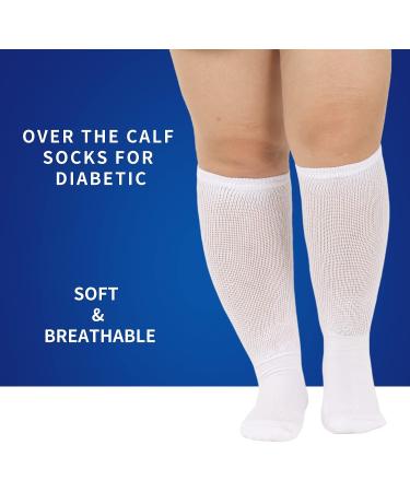 BampooPanPa Diabetic Bamboo Over the Calf Socks 4 Pairs - No-Binding Top, Seamless Toe, Cushioned Sole for Women & Men 10-13, 2 White/2 Black - Buy Online on GoSupps.com