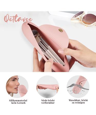 Qetlavee Makeup Pocket Silicone Bag | Travel Essentials - Brush Container & Sponge Holder | Easy Clean Magnetic Snap Design (Pink) - Buy Online on GoSupps.com