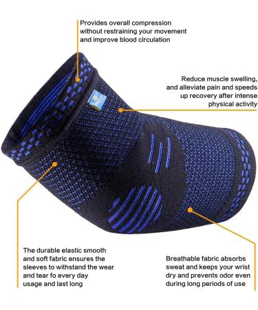 ABYON Elbow Support for Men and Women Elbow Compression Sleeve (1 Piece) + Tennis Elbow Support Straps (2 Pieces) for Tennis Elbow Golfers Elbow Tendonitis Sports Gym (Blue M) M Blue - Buy Online on GoSupps.com