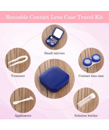 Amaxiu 2Pcs Contact Lens Case Cute Contact Lens Box Holder with Mirror Portable Soak Storage Kit with Remover Tool Tweezer Solution Bottle Colorful Contact Lens Container for Travel Home(Pink+Blue) - Buy Online on GoSupps.com