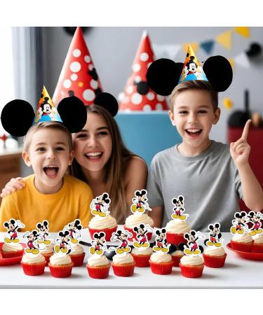 NIAYOU 24 Pcs Mouse Cupcake Toppers Cartoon Themed Cake Decorations Happy Birthday Cupcake Toppers for Boys Girls Kids Birthday Party Supplies - Buy Online on GoSupps.com